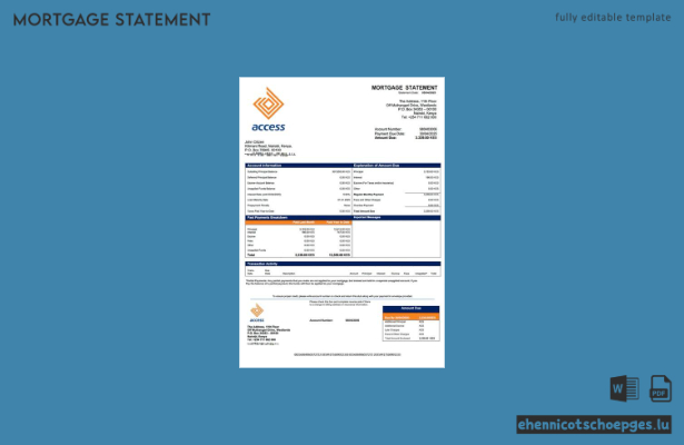 Kenya Access Bank Hypothekenabrechnung – Beispiel-Word- und PDF-Datei (Vorschau)